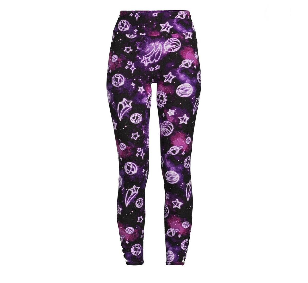 Purple Galaxy Space Leggings Yoga Lounge Wear Size Women's Medium