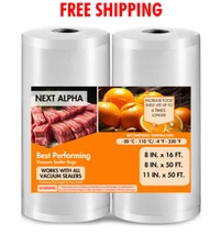 2 Rolls 8"x50' 11"x50' 8"x16 Vacuum Sealer Bags Food Saver Embossed Bag 4 Mil