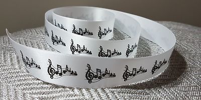 Wide Music Note Ribbon Music Note Ribbon 25mm Wide various lengths/colours cake ribbon gift ...