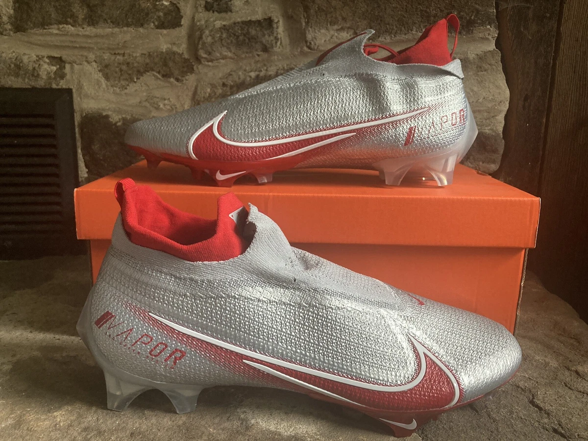 Nike Vapor Edge Elite 360 Flyknit Silver Red Football Cleats  display picture 1