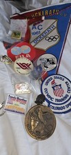 USA Olympic Wrestling Pins, Medal, Banner, Etc LOT RARE 