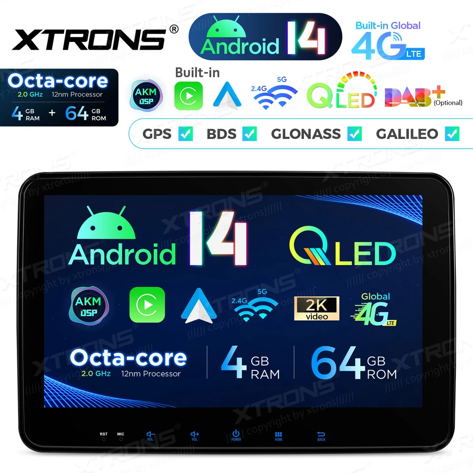 10,1" Autoradio Doppel 2 DIN Octa Kern Android 14 4G+64G 4G LTE GPS Navi CarPlay - Bild 4 von 4