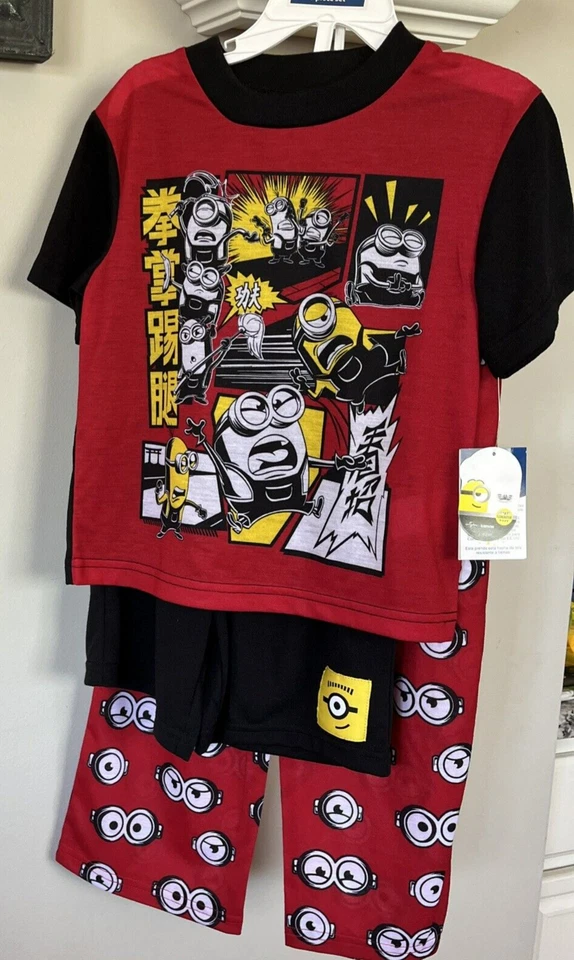 Conjunto de pijama de 3 piezas Minions Unleashed - camiseta, pantalones cortos, pantalones - niño talla 4 NUEVO $38 Foto 2 de 3