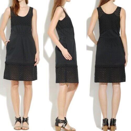 Madewell Eyelet Lovesong Women Black Dress size 6… - image 1