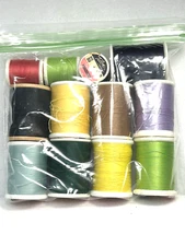 Talon Sewing Craft Partial Thread Spools Mixed Lot of 12 tan green yellow blue