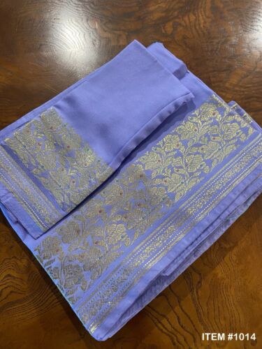 Indian Women's NEW Brocade Artificial Silk Sari SAREE LIGHT PURPLE w/Blouse 1014