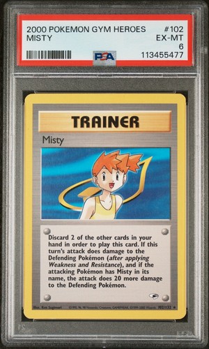 2000 POKEMON GYM HEROES 102 MISTY - PSA 6