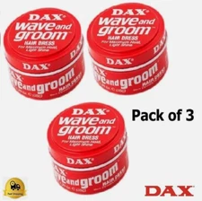 3 X DAX Wax Red Wave And Groom Hair Dress For Maximum Hold Light Shine 99grms