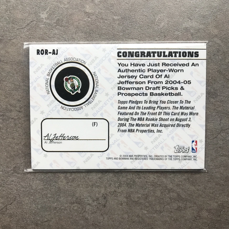 AL JEFFERSON 2004-05 BOWMAN ROOKIE REGISTRATION #ROR-AJ JERSEY Z1 - Image 3 of 4