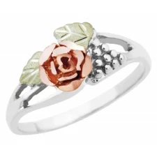 Mt. Rushmore Black Hills Gold Sterling Silver Ladies Rose Ring Size 7