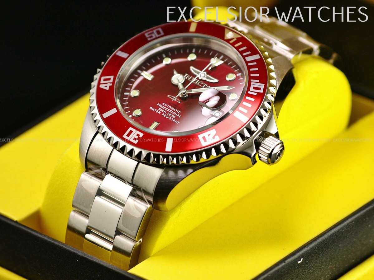 Invicta Men's 47mm Grand Pro Diver NH35A Automatic Red Dial Silver