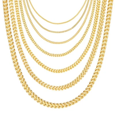 14K Yellow Gold 1.5mm-5mm Franco Square Box Chain Necklace Mens Womens 16"- 30" - Image 1 of 4