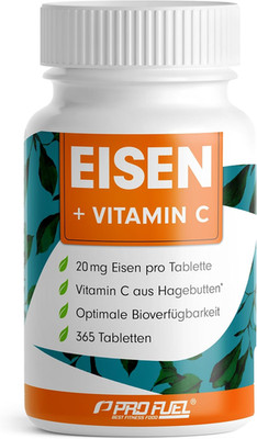 Eisentabletten Hochdosiert 365X Mit 20 Mg Eisen + Vitamin C (20Mg) Aus Hagebutte