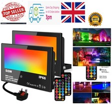 LED Floodlight Outdoor 50W, RGB Colour Changing Flood Lights with Remote Cont...