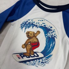 Ralph Lauren Baby Boys Long Sleeve Rash Guard Surf Bear White Blue Size 6M