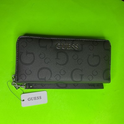GUESS Los Angeles Women s Wallet Gray w/Black, Silver (COAL) NEW