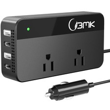 Car Power Inverter 200W 12V DC to 110V AC with 2 AC Outlets 4 USB Ports