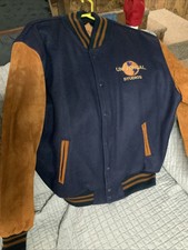 Vintage Varsity Letterman Jacket Genuine Leather Wool Universal Studios