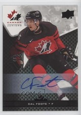 2018 Upper Deck Team Canada Juniors Black Auto 4/5 Cal Foote #6 Auto 3s9