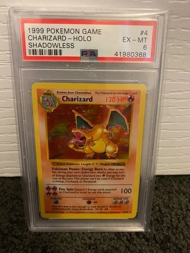 1999 Charizard Holo Shadowless Pokemon Game PSA 6 Ex-MT #4