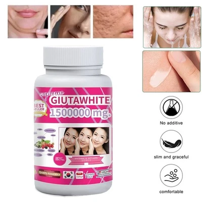 Whitening Skin Gluta White Remove Dark Spot Glutathione Hair Nail 60 Softgels UK
