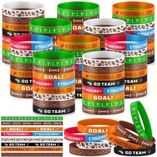 120 Pcs Football Silicone Bracelets Bulk Football Party Favors Sport Team Mot...