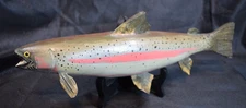 Folk Art Artistic Crafted Painted Wooden Fish Trout Wall Hanging Signed