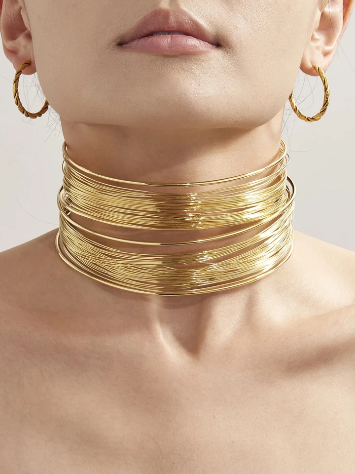 Collare Collo IN Acciaio Inox Per Donna, Grande Bracciale, , Regolabile - Immagine 2 di 4