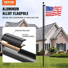 30FT Sectional Flag Pole Kit, Heavy Duty Aluminum Outdoor Flagpole w/ 3x5 Flag