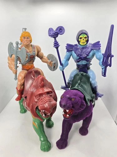Vintage Motu He-man, Battle Cat, Skeletor, Panthor 1976 Masters Of The Universe