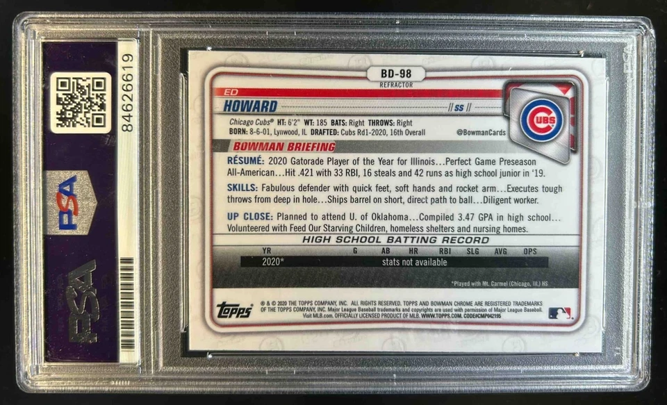 Trading Card Ed Howard Certified Auto Autograph PSA 10 Auto Authentic - Image 2 of 2