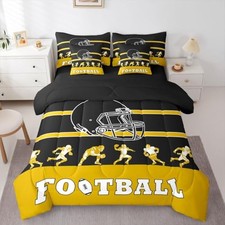 Bed in a Bag Boys Football Comforter Set with Sheets 7 Full Yellow Black