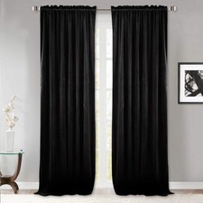 StangH Black Velvet Curtains 96 52W x 96L Pack of 2 , Neutral Series -
