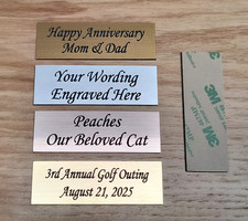 Custom Engraved 1x3 Gold Silver Copper or Bronze Plate Tag Plaque w/ Script font