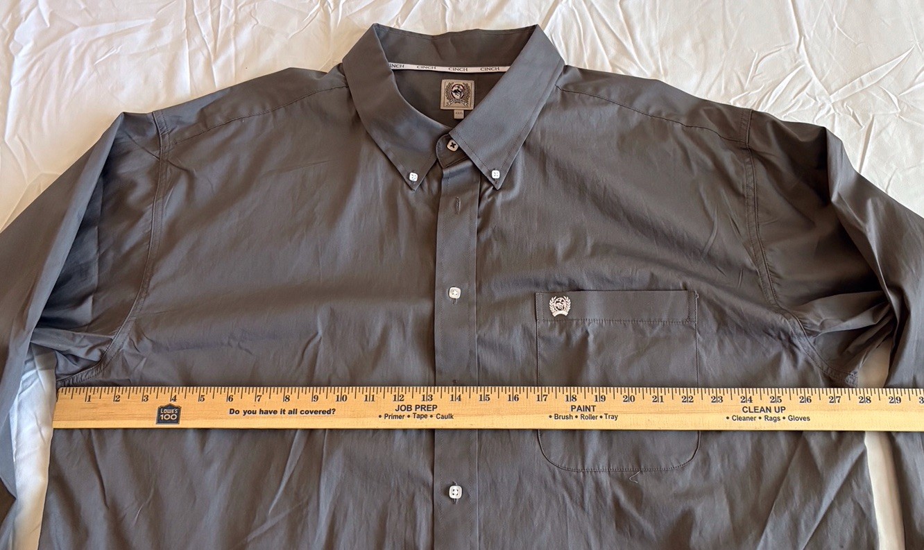 Cinch Solid Gray Western Button Down Size XXXL 3X… - image 5