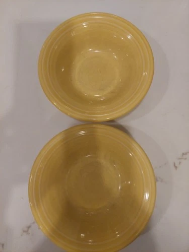 Pair Of Yellow Retired Fiestaware 6 1/2 Inch Stackable Cereal Bowl 11 OZ