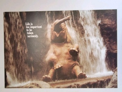 Vtg NOS Argus Poster 1982 Elephant Life is too Important to be Taken Seriously