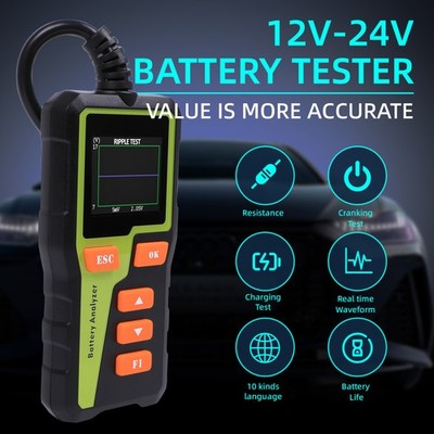 12V 24V Car Battery Tester Truck Battery Analyzer Cranking Charging Voltage Test