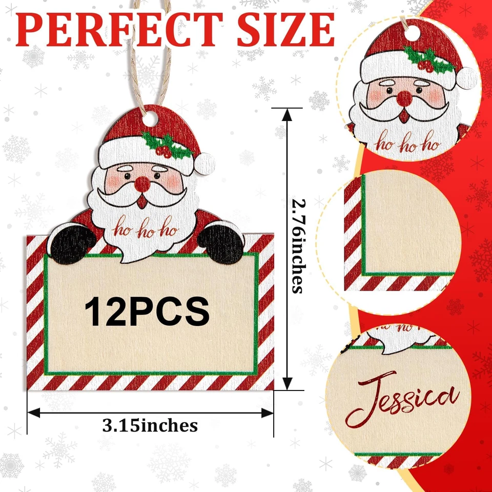 12 Piezas Etiquetas Medias Navidad Personalizadas Etiquetas Medias Etiquetas Madera Nombre para C Foto 2 de 4