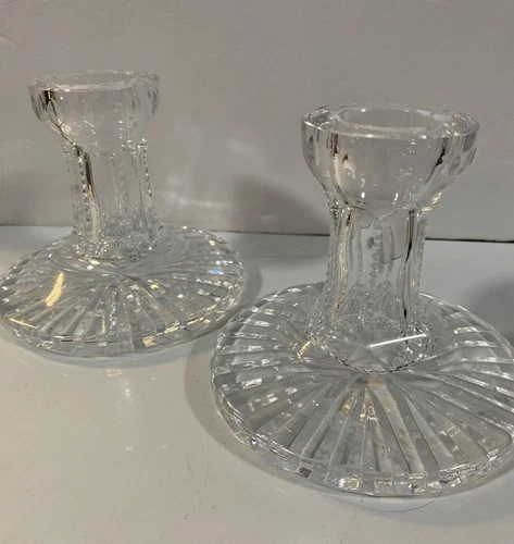 Vintage Waterford Lead Crystal Laurel Candle Holders Candlesticks Set of 2