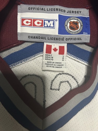 CCM Colorado Avalanche AEBISCHER #1 NHL Hockey Jersey Adulto L Bianco Canada Cucito - Foto 3 di 3