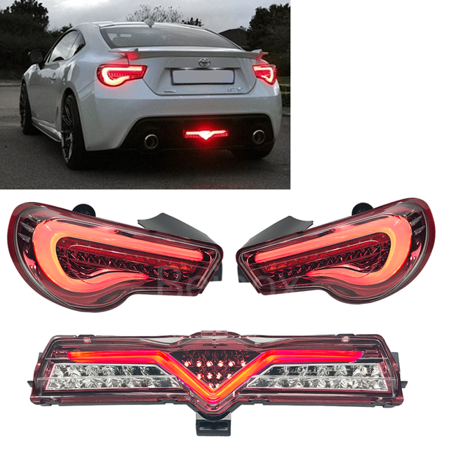 GT86 FRS BRZ LED Tail Light Sequential + Bumper Lamp Clear Red USDM 13