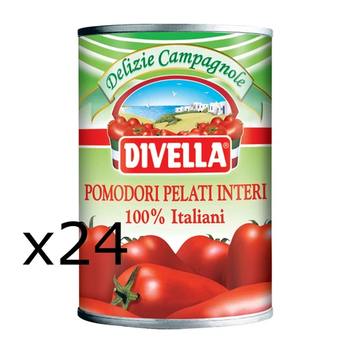 DIVELLA PEELED TOMATOES 100% ITALIAN PRODUCT 24 JARS 400gr