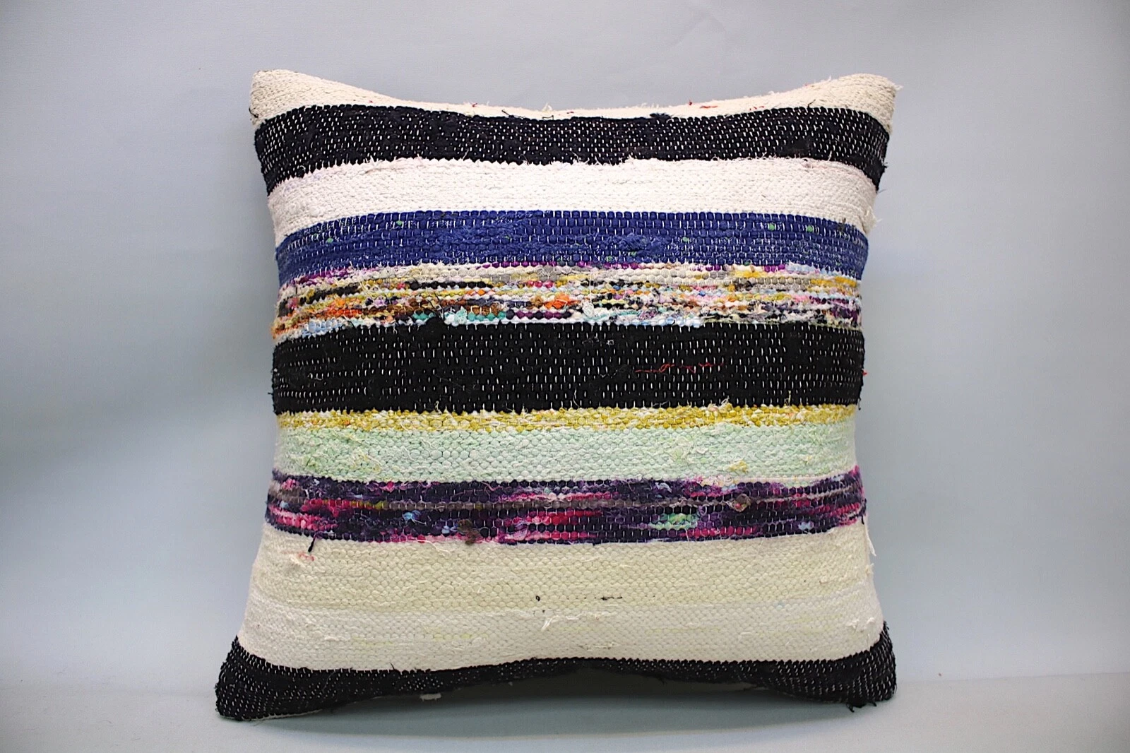 Striped Hemp Square Pillow, 20”x20”, Decorative Throw Cushion, Vintage Pillow,
Opens in a new window