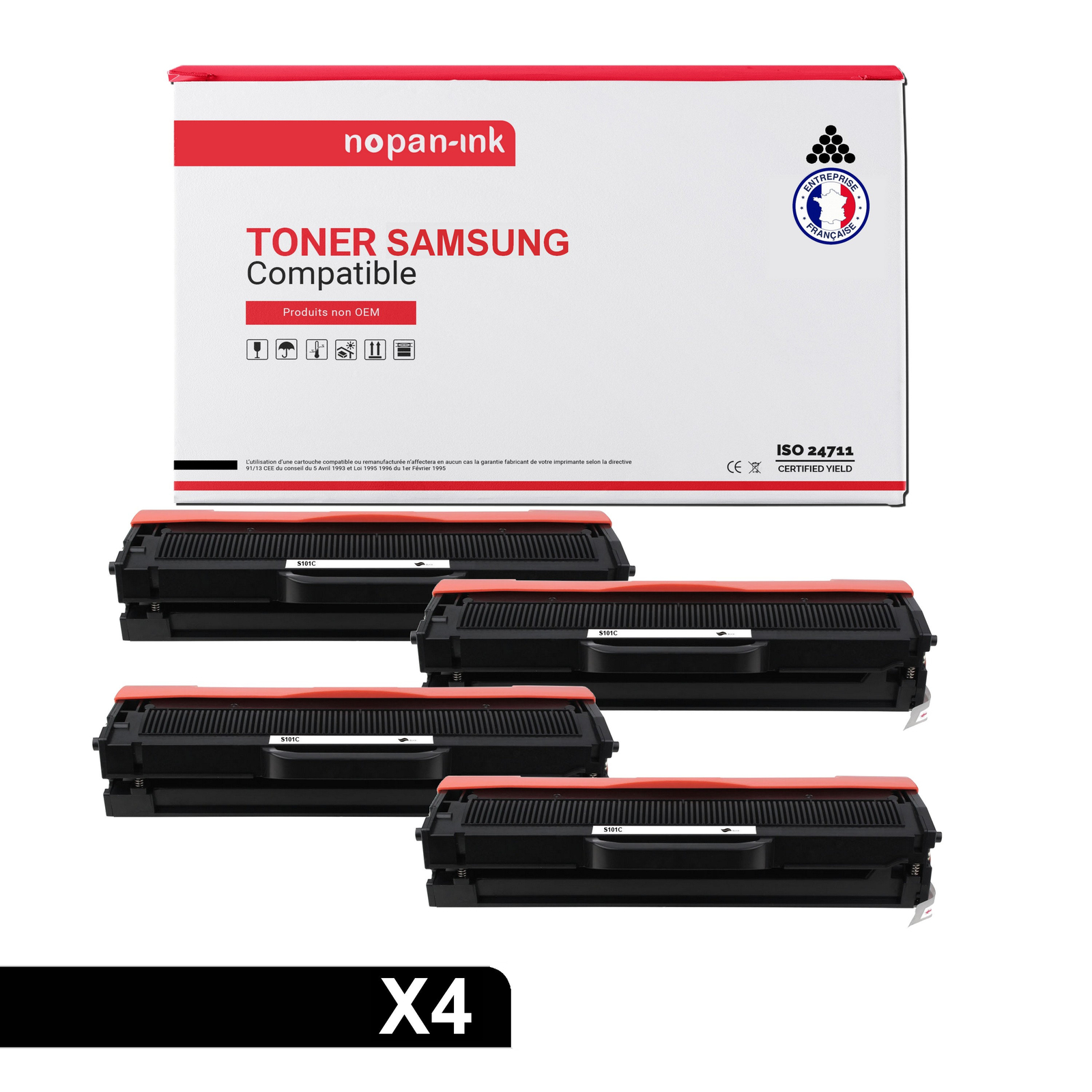 Toner SAMSUNG MLT-D101S noir compatible NOPAN-INK pour imprimante laser lot de 4