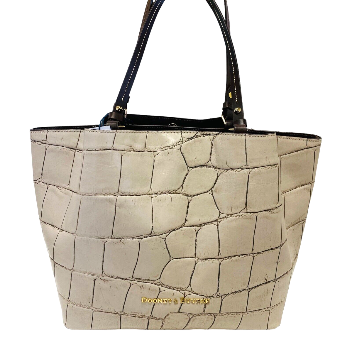 Dooney Bourke FLYNN Tote Bag Large Croc Embossed Leather DQ1044 TAUPE NEW  $388