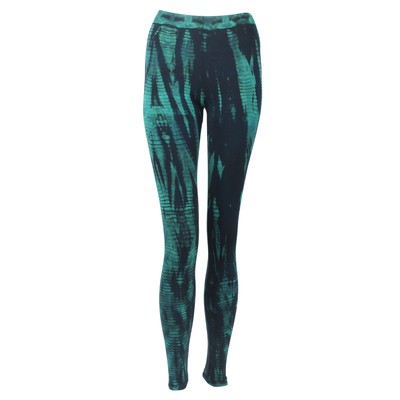 Leggings Batik Bamboo schwarz grün-blau tiedye Psy Goa Yoga Leggins Hippie 