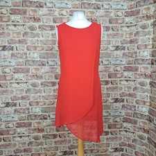 Phase Eight Dress 12 Red Party Above Knee Sheer Lined Asymmetric