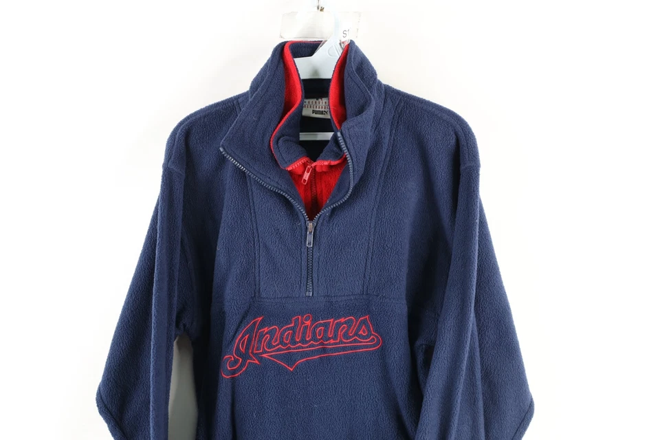 Suéter polar de colección años 90 Puma para mujer grande deletreado Cleveland Indians media cremallera Foto 2 de 4