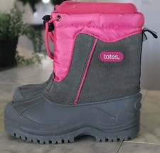 TOTES girls Pink Gray Winter Snow Boots size 12 M